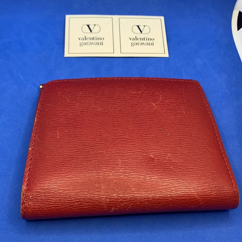 Valentino Garavani blood RED Leather‎ Long Bifold